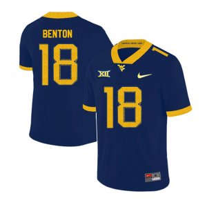 Men's West Virginia Mountaineers NCAA #18 Charlie Benton Navy Authentic Nike 2019 Stitched College Football Jersey YX15F32MU